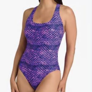Speedo Ultraback Multicolor Purple Swimsuit Size 12
